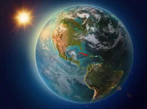 Cuba with sunset on Earth Illustrazione stock