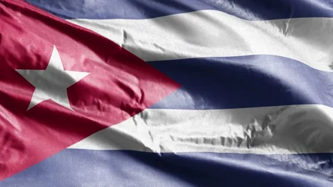 Cuba textile flag slow waving on the wind loop. Cuban banner smoothly swaying Stock Footage 168965487