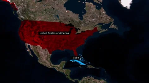 Cuba USA Map Animation  Caribbean and North America Overview Stock Footage 311966593
