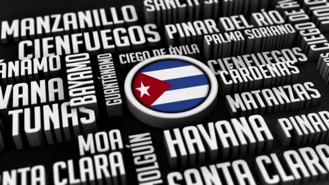 Cuba Word Cloud Collage in 3D Vidéo 256686904