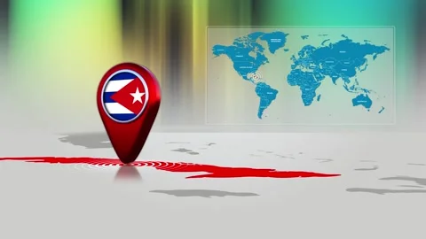 Cuba World Map Pin Location Background Loop 4k Stock Footage 341771613