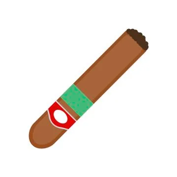 Cuban cigar on white background. Vector illustration in trendy flat style. EPS Stock Illustration