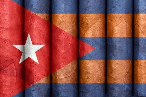 The Cuban flag on the cigars Foto stock