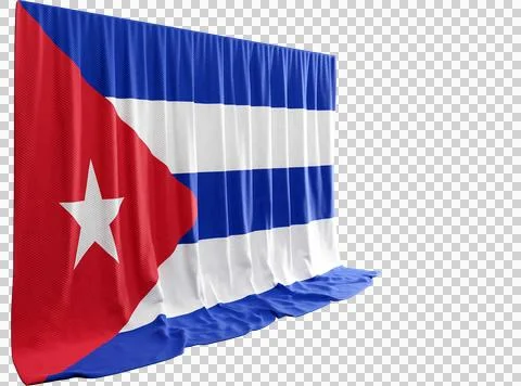 Cuban Flag Curtain in 3D Rendering Reflecting Cuba's Vibrant Spirit Stock Illustration