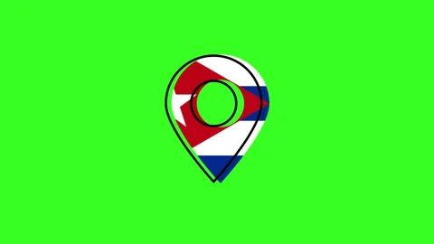 Cuban flag inside animated location pin on green screen Stock Footage 320208410