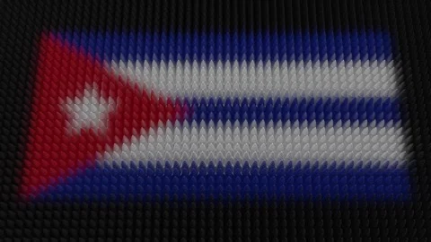 Cuban Flag Light Shining on Scrolling Bullets Stock Footage 255413661