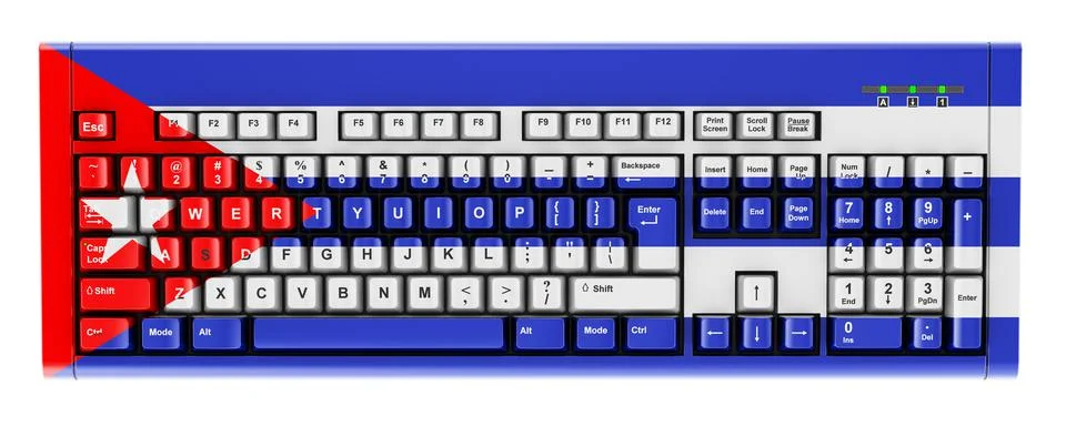 Cuban flag painted on computer keyboard. 3D rendering イラスト素材