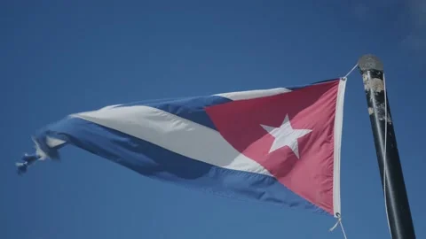 Cuban flag wave on mist with sky in background. Stock Footage 229552230