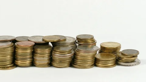 Cuban flag waving with stack of money coins Stock Footage 71976139