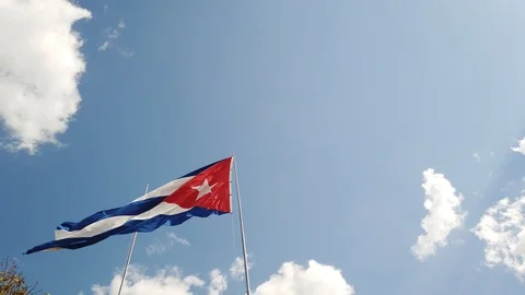 A Cuban Flag Waving In The Wind Stock Footage 110818808