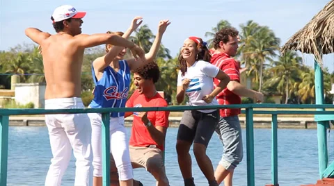 Cuban group of five dancing Stock Footage 38761796