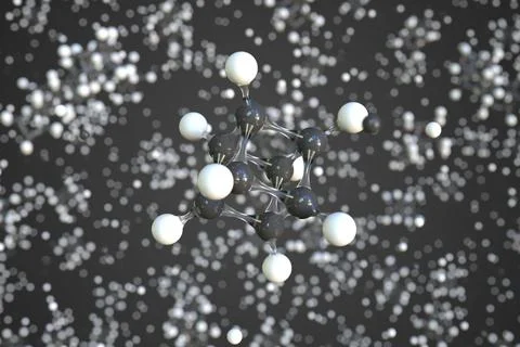 Cubane molecule made with balls, scientific molecular model. Chemical 3d Stock Illustration