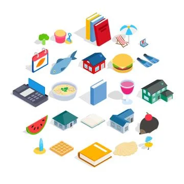 Cubby icons set, isometric style Stock Illustration