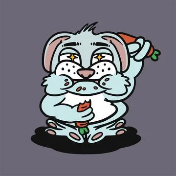 Cubby rabbit holding carrot in both hand eating good design for print needs Stock Illustration
