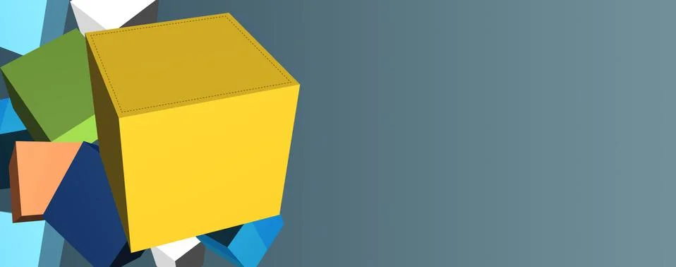 Cube 3D Boxes in Banner 스톡 일러스트