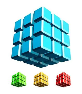 Cube 3d illustration Cube 3d with fillet edge illustration color set Copyr... Stock Photos