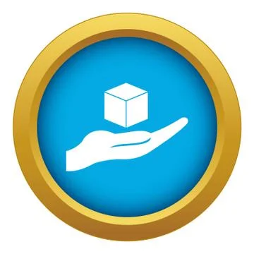 Cube 3d model icon blue vector isolated 스톡 일러스트