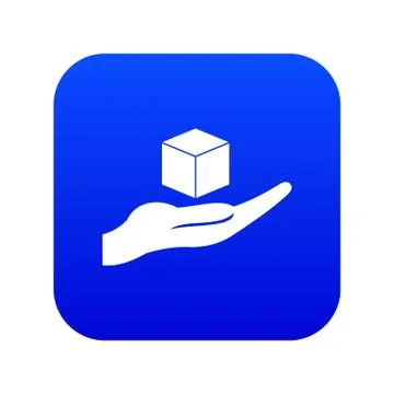 Cube 3d model icon digital blue Stock Illustration