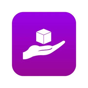 Cube 3d model icon digital purple Stock Illustration
