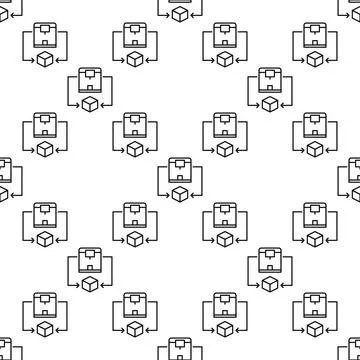 Cube with 3d Printer vector Printing Technology linear seamless pattern 스톡 일러스트