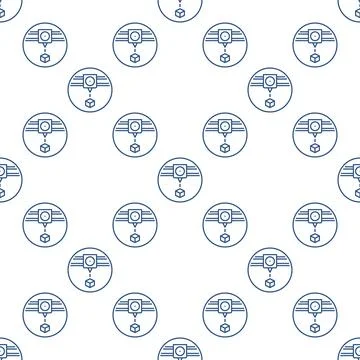 Cube 3D Printing vector Additive Manufacturing round seamless pattern in th.. Illustrazione stock