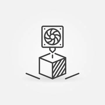 Cube 3D Printing vector concept icon in thin line style Stock Illustration
