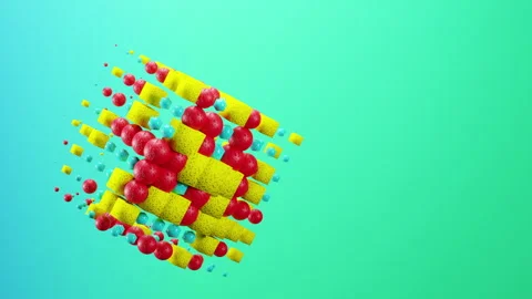 Cube 3d render motion graphics animation teal background with copy space for Stock Footage 272953183