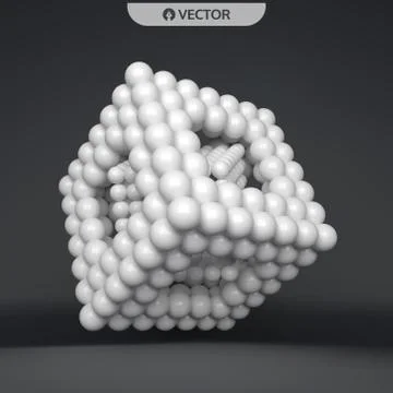 Cube. 3d spheres composition. Concept for science, education and network. Stock Illustration