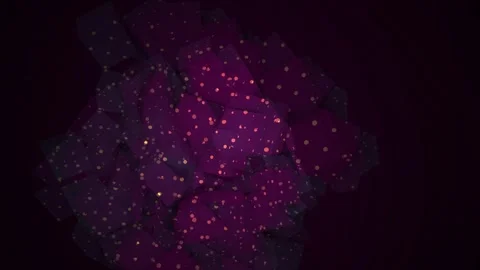 Cube Abstract Geometric Motion Graphic with Glowing Dots on Dark Purple Bac.. Stock Footage 343693557