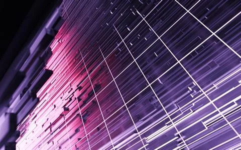 Cube and grid space, 3d rendering. Stock Illustration