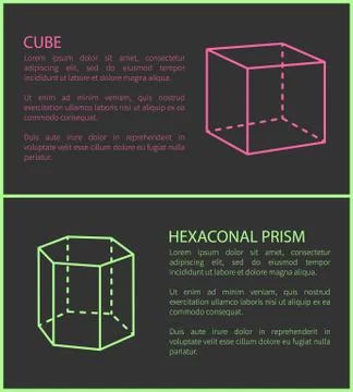 Cube and Heganonal Prism Set Vector Illustration Illustrazione stock