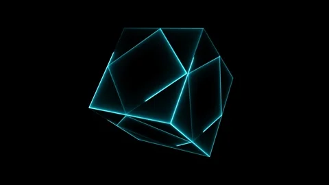 Cube and square blue laser motion on surface and border on the black screen Stock Footage 250633547