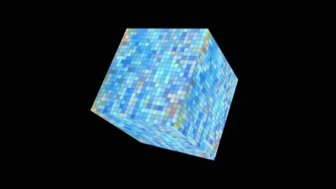 Cube and thousand small rectangular colorful pastel color cold tone texture b Stock Footage 221113692