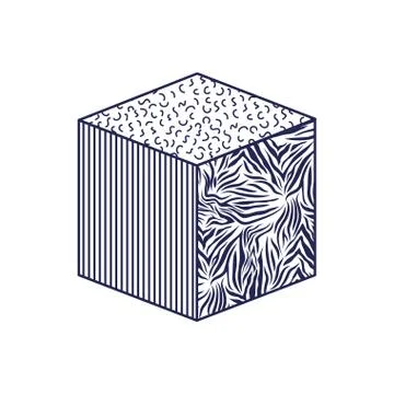 Cube with animal print pattern ninetys style Illustrazione stock