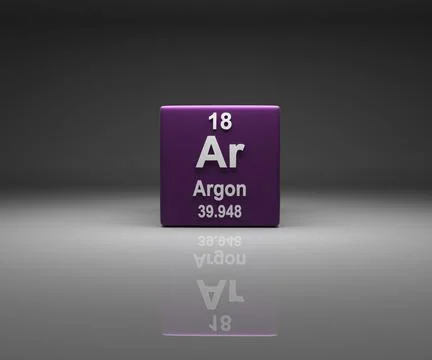 Cube with Argon number 18 periodic table, 3d rendering イラスト素材