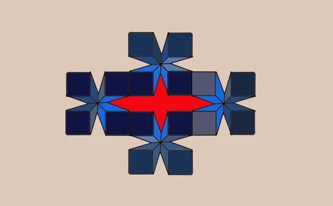 Cube arrangement with red diamond centre on Light orange background 스톡 일러스트