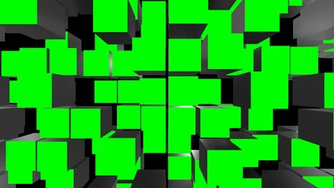 Cube Asseble Green Screen Transitions Stock Footage 124648385