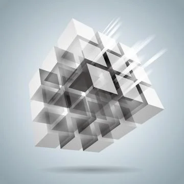 Cube assembled of blocks,puzzle blocks. Stock Illustration