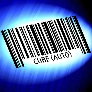 Cube (auto), barcode with blue Background Illustrazione stock