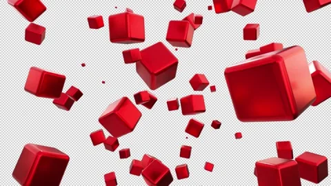 Cube Background Red Loop Alpha Stock Footage 343381521