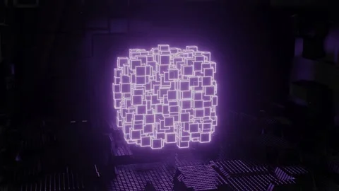 Cube Background Video, Sci-Fi Cube, Colorful, Loop Animation, Glowing Stock Footage 232386376