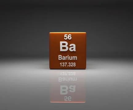 Cube with Barium number 56 periodic table, 3d rendering Stock Illustration