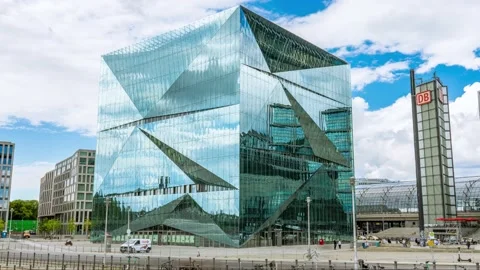 Cube Berlin Modern Building 4K Time Lapse Stock-Footage 139020186
