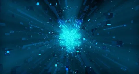 Cube big data technology, information communication, RMB symbol Stock Illustration