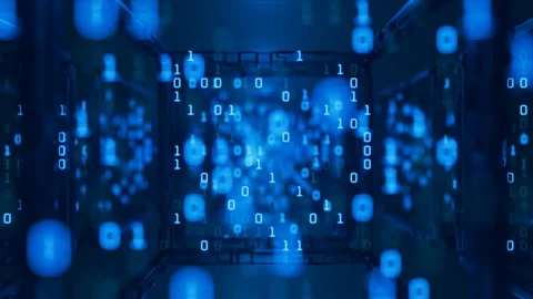 Cube with binary numbers in the cloud. Seamless animation Stock Footage 270794427