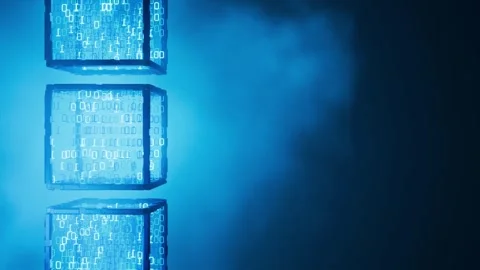 Cube with binary numbers in the cloud. Seamless animation. Stock Footage 279644786