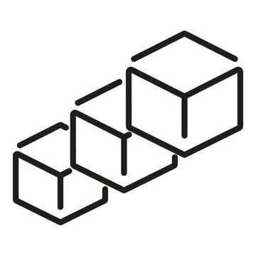 Cube blockchain icon outline vector. Chain block Stock Illustration