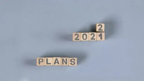 Cube Blocks with 2022 Plans Stock-Footage 168569873