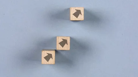 Cube Blocks with Arrow Growth Concept Stock-Footage 161178415