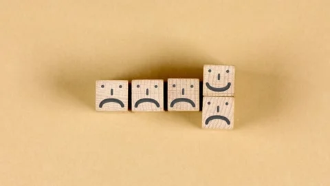 Cube Blocks with Bad and Good Emoticons Stock Footage 169592908